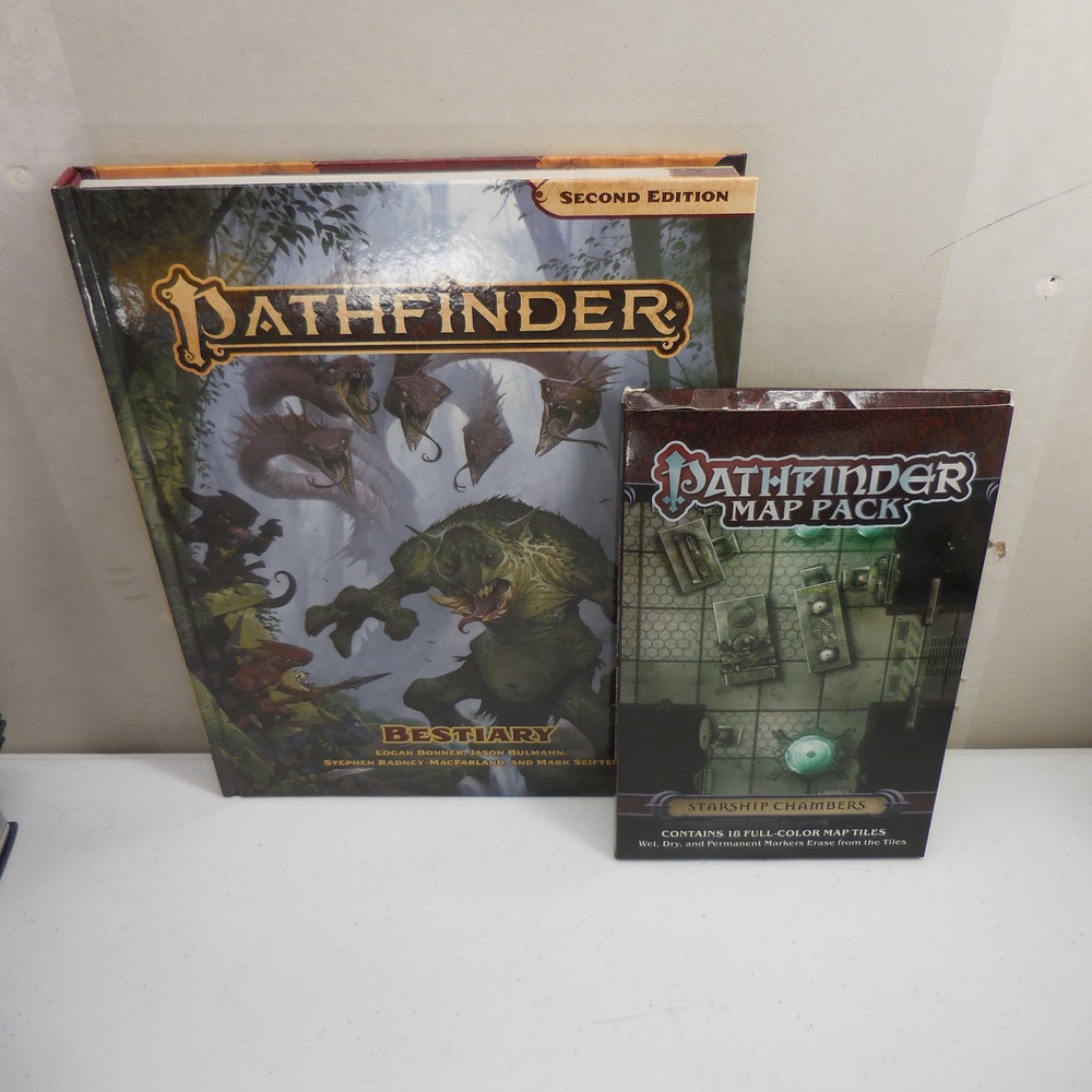 Pathfinder 2nd Edition Bestiary Rulebook and‎ Starship Chambers Map Pack Bundle